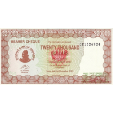 P23e Zimbabwe - 20.000 Dollars Year 2003/2004 (Bearer Cheque)